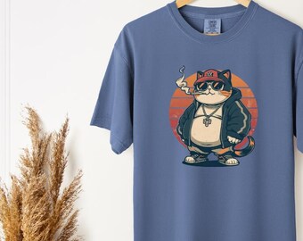 Cat Comfort Colors Shirt, Retro 90s Streetwear Tee
