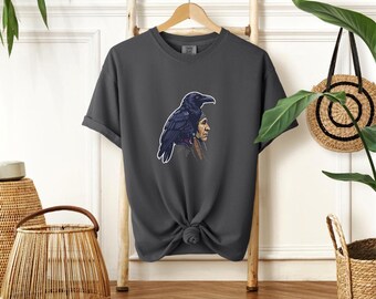 Raven Spirit T Shirt Comfort Colors Unisex Youth | Native Raven Graphic Tee | Vintage Boho Streetwear Gift