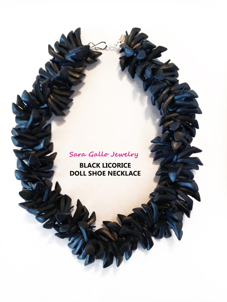 Black Licorice Doll Shoe Necklacec by Sara Gallo Etsy