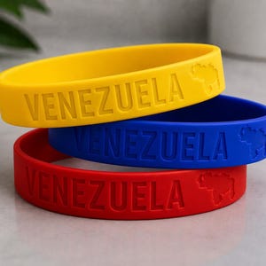 Venezuelanskt silikonarmbandset och individuellt, Venezuelanskt flagga gummiarmband, Tricolor VZLA Pride-armband, Venezuelanskt kartsmycken