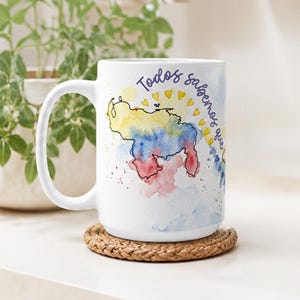 Venezuela Tricolor Ceramic Mug - "La Guaira es lejos, pero nos duele cerquita"