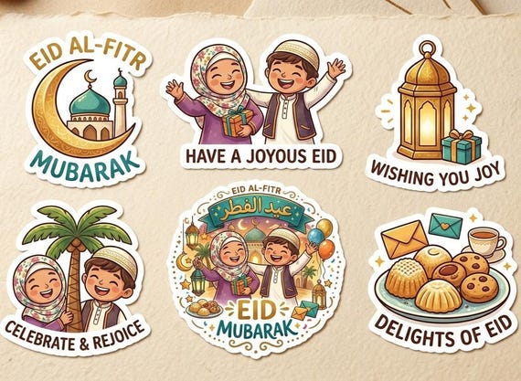 beautifully illustrated Eid Mubarak Stickers