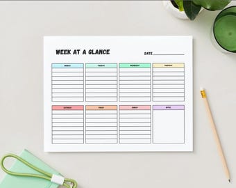 Printable Weekly Planner, Schedule for Kids, Family To Do List, Schedule Template Teacher, Homeschool, Weekly Calendar for Fridge, Organize