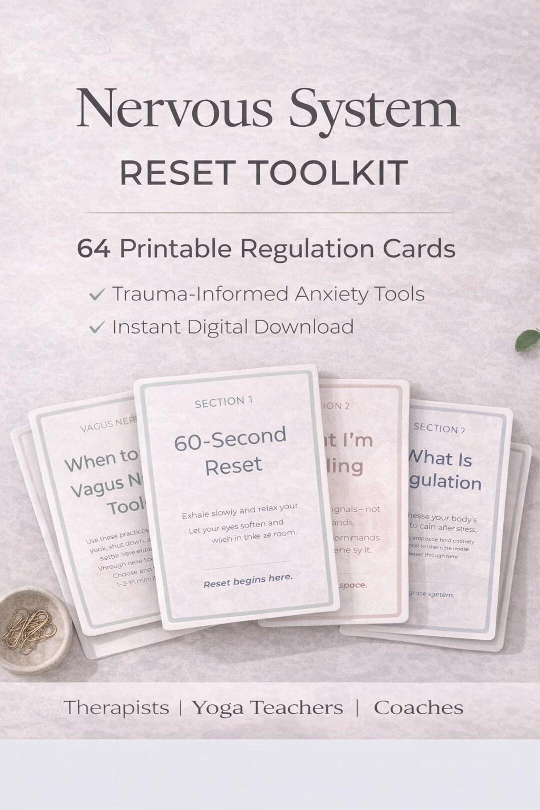 Nervous System Reset Toolkit | Printable Anxiety Coping Cards PDF ...