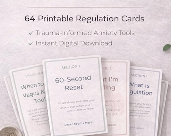 Nervous System Reset Toolkit | Printable Anxiety Coping Cards PDF | Trauma Informed Regulation Tools | Somatic Therapy Resources