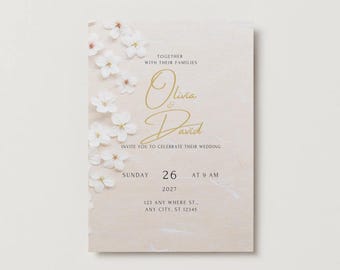Elegant Wedding Invitation (Canva Editable): Digital Download
