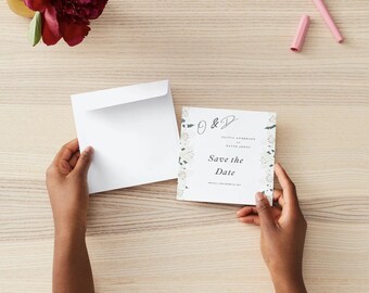 Save the Date Template | Elegant Wedding Evite (Canva Editable)