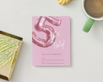 5th Birthday Invitation: Digital Download (pdf Complete file)