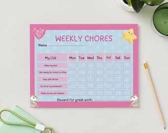 Kid's Chore Chart: Printable File AND the Editable Canva File (Digital Download)