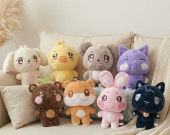Aniteez Plush Toy, Ateez Character Plushie Kpop Idol Doll, Cute Animal Stuffed Toy, Kawaii Collectible Plush Kpop Fan Gift for Her