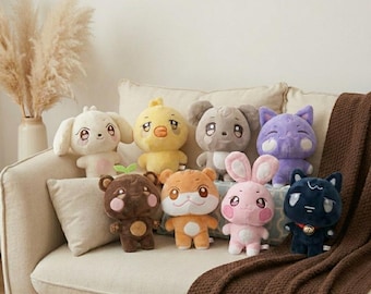Aniteez Plush Toy, Ateez Character Plushie Kpop Idol Doll, Cute Animal Stuffed Toy, Kawaii Collectible Plush Kpop Fan Gift for Her