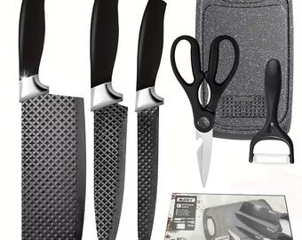 Kitchen Knife Set With Cutting Board – Damascus Knife Set Stainless Steel Knife Set, Best Man Gift, Chef Knife & Housewarming Gift