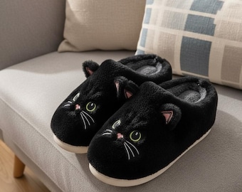 Fluffy Cat Slippers Fuzzy Slippers for Women Plush Animal House Shoes |House Slippers Cat lover Gift for Her, Mothers day gift, gift for mom