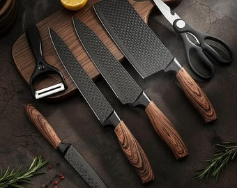 Kitchen Knife Set – Damascus Knife Set Stainless Steel Knife Set, Best Man Gift, Kitchen Gift Chef Knife & Housewarming Gift