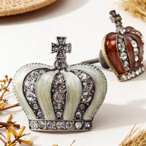 Vintage Crown Crystal Cabinet Knob, Small Hardware For Wardrobe Cupboard Door