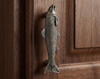 Vintage viskastgreep, antiekzilveren ladehandgreep