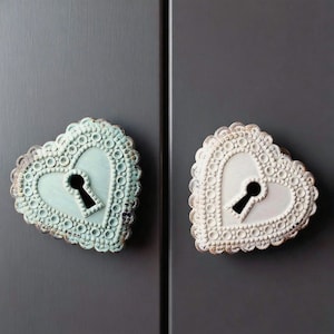Bouton de meuble trou de serrure coeur, matériel romantique vintage pour porte de placard de garde-robe de salle de mariage