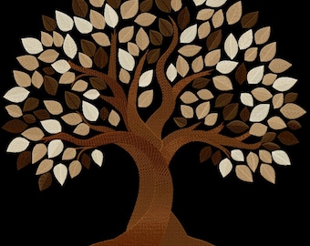 Baum des Lebens maschinell gestickte Faden textile Wandkunst, gesticktes Dekor, großes Wandbehang, gesticktes Panel