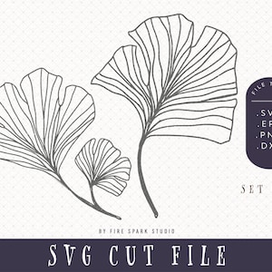 SVG Cut File Ginkgo Set, Gingko Leaf, Set of Leaves image 1