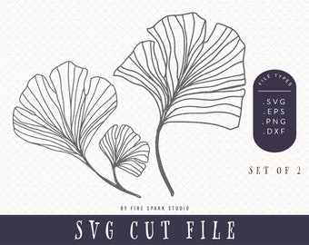 SVG Cut File - Ginkgo Set, Gingko Leaf, Set of Leaves