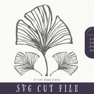 SVG Cut File Ginkgo Trio, Gingko Leaf, Three Leaves image 1