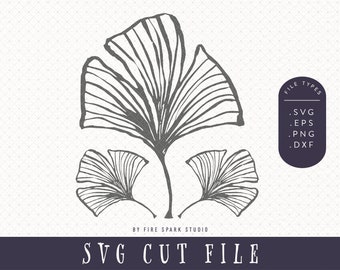 SVG Cut File - Ginkgo Trio, Gingko Leaf, Three Leaves