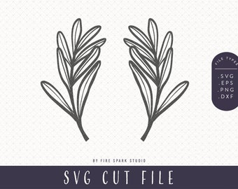 Thick Leaves Branches Outline SVG Cut File