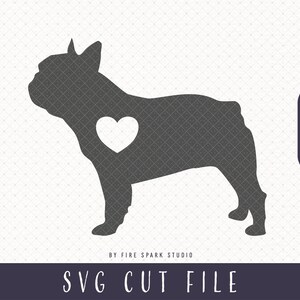 File di taglio SVG - Frenchie Love, Bulldog francese, ClipArt di cane carino