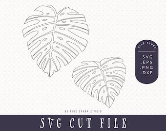 SVG Cut File - Monstera Deliciosa, Monstera Plant, Tropical Clip Art