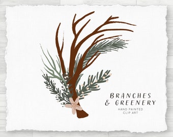 Rustic Greenery and Florals Clipart - Branches and Greenery