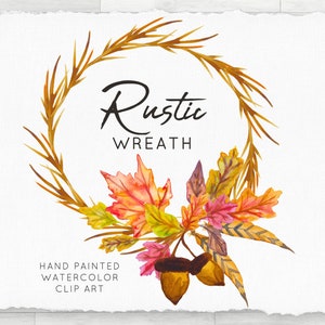 Watercolor PNG Clipart - Rustic Autumn Wreath, Transparent Individual PNG