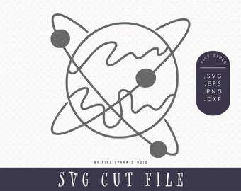 SVG Cut File - Planet Clip Art, Ringed Planet, Planet and Moons