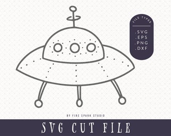 SVG Cut File - UFO Clip Art, Flying Saucer, Space Ship