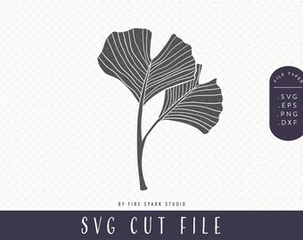 SVG Cut File - Solid Ginkgo Leaf, Double Ginkgo