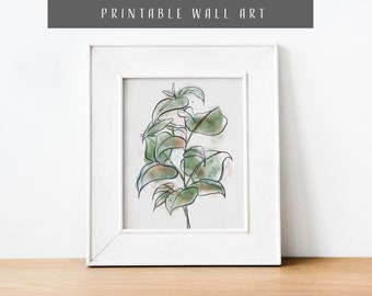 Instant Printable Wall Art - Botanical Illustration, Greenery, Water Plant No 1