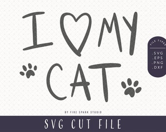 SVG Cut File - I Heart My Cat, Cat Lover, Cat SVGs