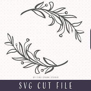 Leafy Berry Branch Wreath SVG Cut File image 1