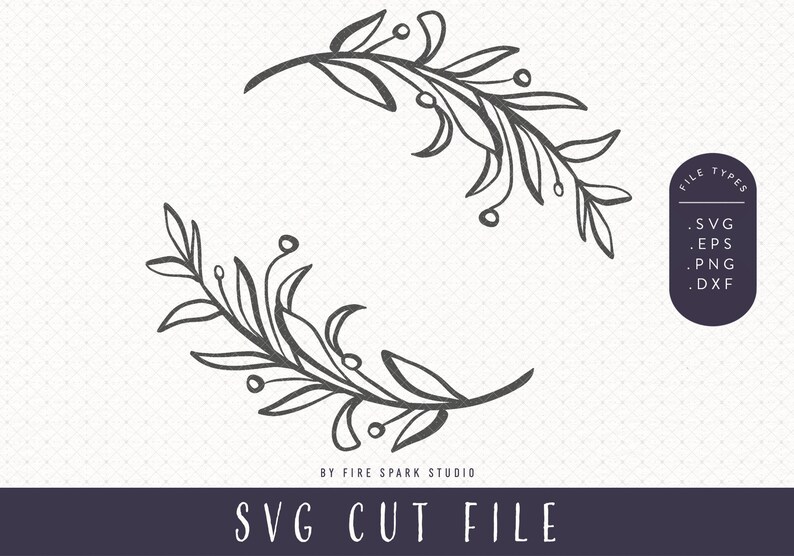 Leafy Berry Branch Wreath SVG Cut File image 1