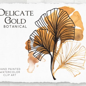 Aquarela PNG Clip Art - Folha de Ginkgo, Ouro Delicado, Individual Transparente PNG
