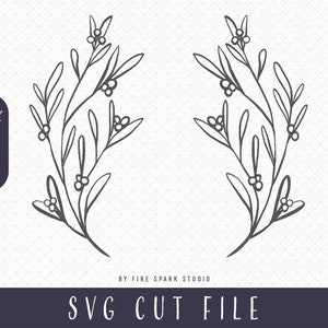 Mistletoe Branches Outline SVG Cut File image 1