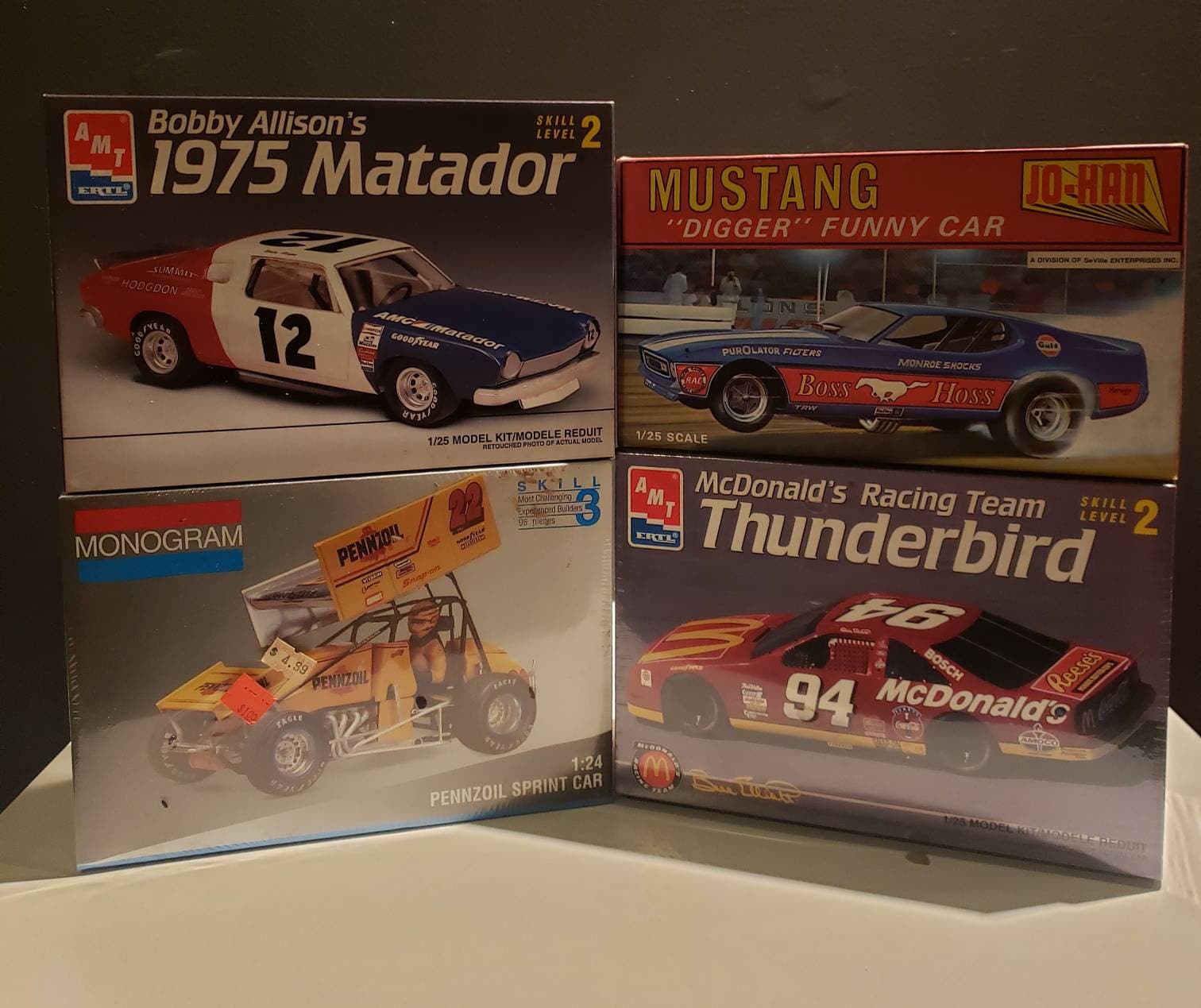 Nascar model kits, by Monogram, revell, AMT and more..