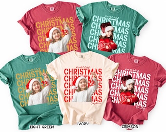 Comfort Colors® Custom Family Christmas Photo Shirt, Personalized Name Tee, Matching Holiday Picture T Shirts, Christmas Gift