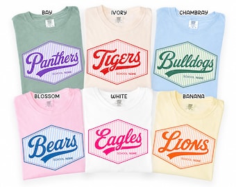 Comfort Colors® Custom Mascot T Shirt, Personalized School Spirit Graphic Tee, Vintage Team Logo Shirt Design, Back To School Gift