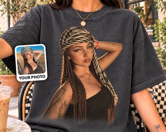 Comfort Colors® Custom Photo Bootleg Rap Tee, Personalized Picture Vintage Shirt,Custom Girlfriend Boyfriend Photo T-Shirt,Retro Graphic Tee