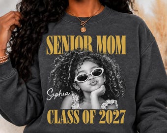 Comfort Colors® Senior Mom 2027 Sweatshirt, Vintage Photo Senior Shirt, Graduation 2027 Mom Shirt, High School Graduation Shirt, Senior Gift