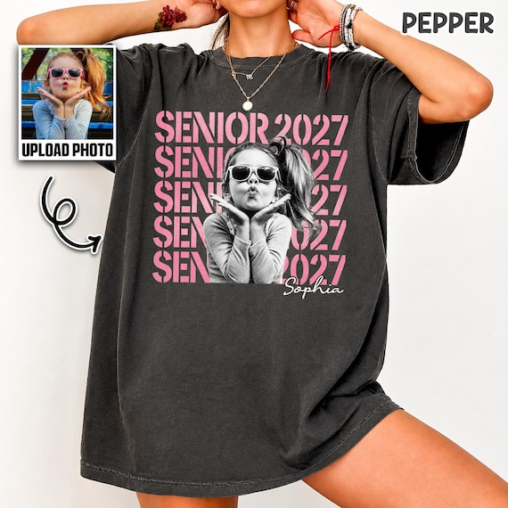 Comfort Colors® Custom Photo Senior 2027 Shirt, Personalized Graduation T Shirt, Class Of 2027 Graphic Shirt, Senior Gift