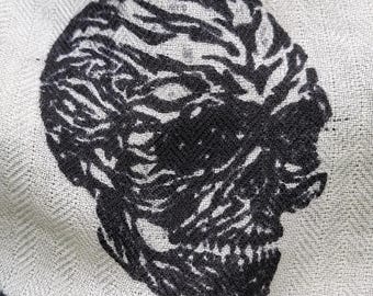McQ Alexander McQueen Cashmere & Wool Skull Scarf | Large 130x130cm Herringbone Shawl