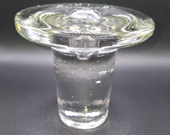 Vintage Blenko Art Glass Candle Holder by Don Shepherd 1977,  Mid-Century Modern Heavy Glass