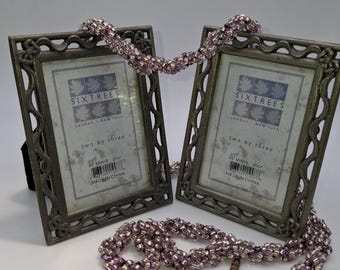 Pair of Sixtrees Miniature Photo Frames, 2x3" Vintage Silver-Tone Filigree Design, Ornate Tabletop Decor with Velvet Backing, Set of 2