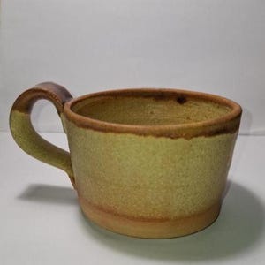 Vintage 1970s-80s British Studio Pottery Mug, Signed JL, Earthy Stoneware Drip Glaze, Rustic Artisan Coffee Cup, Collectible Wabi Sabi